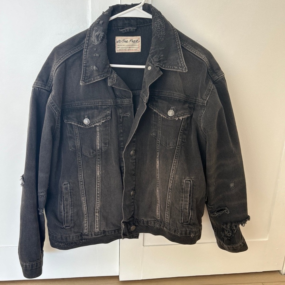 Free people black denim jacket